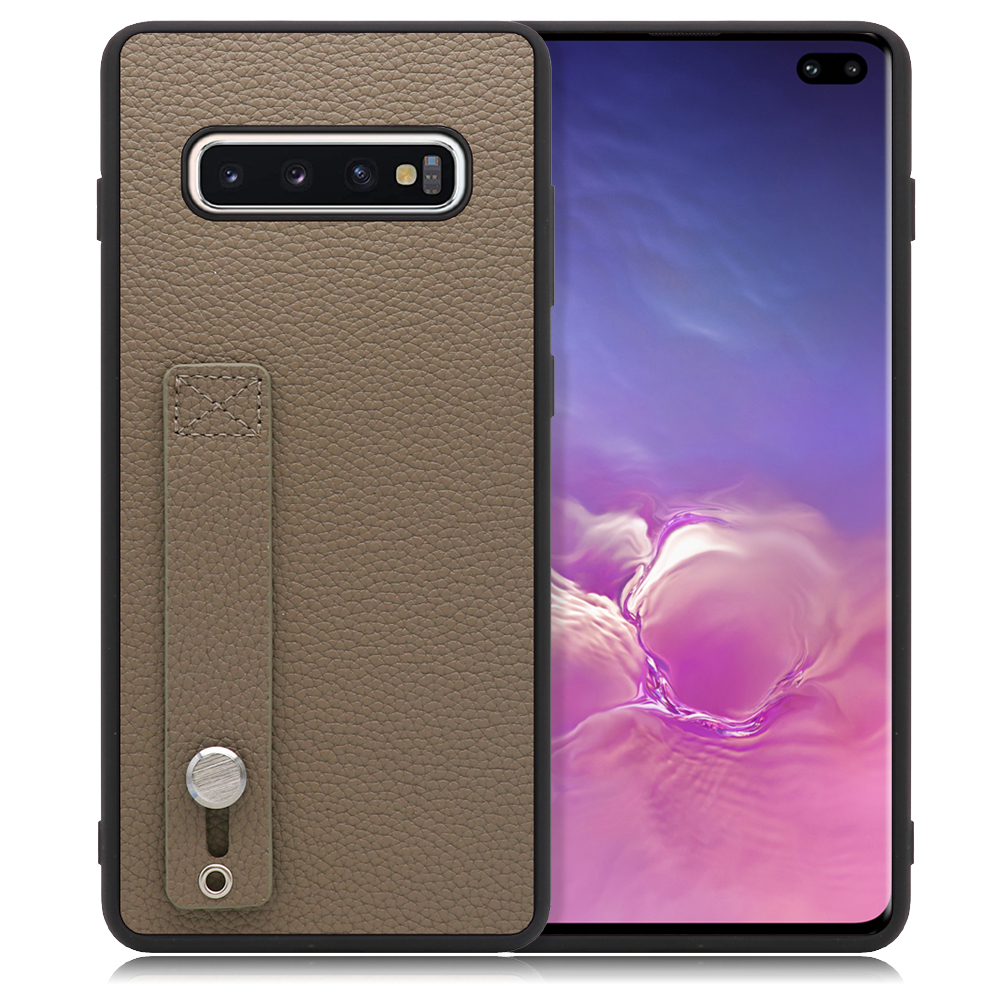 LOOF HOLD-SHELL Series Galaxy S10+ / SC-04L / SCV42 用 [グレージュ] 薄い 軽量 背面 本革 ケース 固定 ベルト カバー シンプル スマホケース スマホカバー