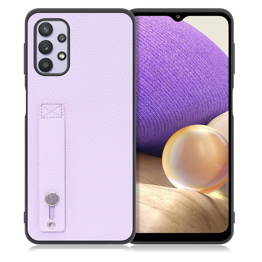 LOOF HOLD-SHELL Galaxy A32 5G / SCG08 用 [ラベンダー] 薄い 軽量 背面 本革 ケース 固定 ベルト カバー シンプル スマホケース スマホカバー