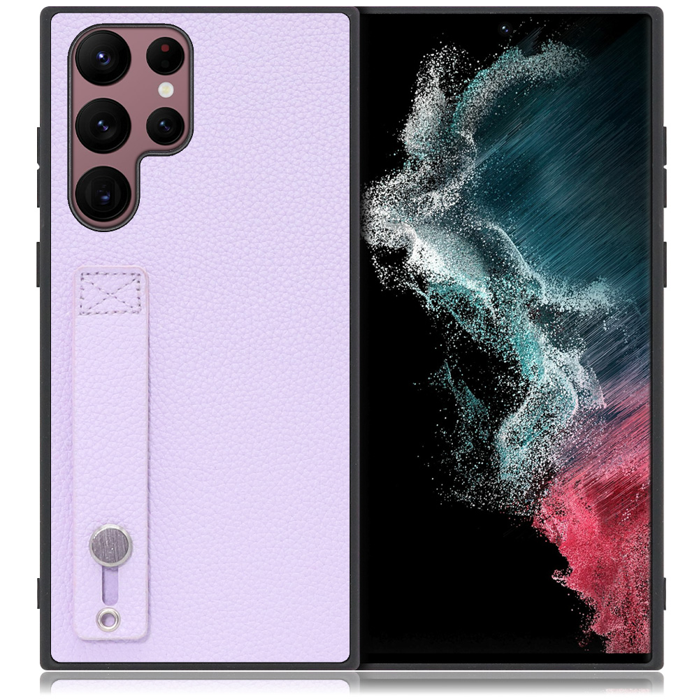 LOOF HOLD-SHELL Galaxy S22 Ultra SC-52C / SCG14 用 [ラベンダー] 薄い 軽量 背面 本革 ケース 固定 ベルト カバー シンプル スマホケース スマホカバー