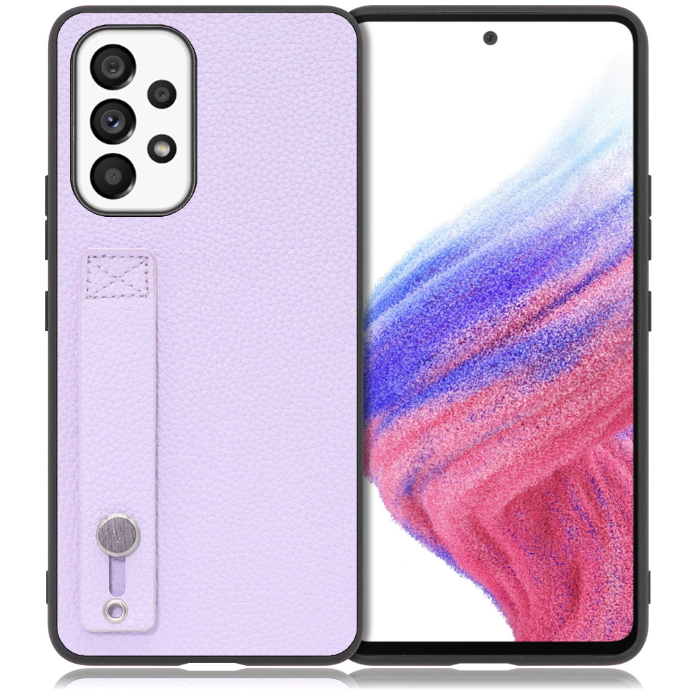 LOOF HOLD-SHELL Series Galaxy A53 5G / SCG15 / SC-53C 用 [ラベンダー] 薄い 軽量 背面 本革 ケース 固定 ベルト カバー シンプル スマホケース スマホカバー