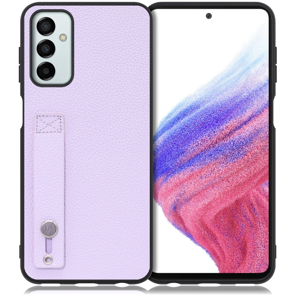 LOOF HOLD-SHELL Galaxy M23 5G 用 [ラベンダー] 薄い 軽量 背面 本革 ケース 固定 ベルト カバー シンプル スマホケース スマホカバー