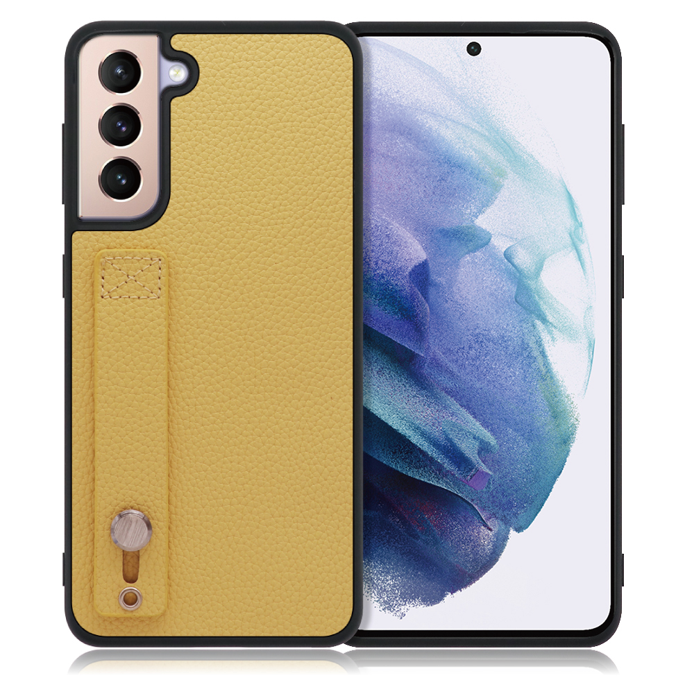 LOOF HOLD-SHELL Series Galaxy S21 5G / SC-51B / SCG09 用 [ジャスミンイエロー] 薄い 軽量 背面 本革 ケース 固定 ベルト カバー シンプル スマホケース スマホカバー