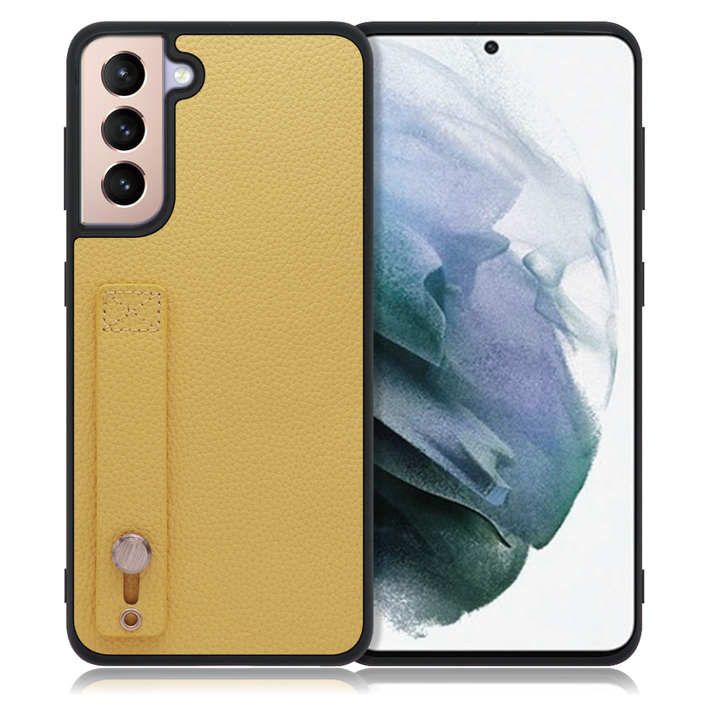 LOOF HOLD-SHELL Series Galaxy S21+ 5G / SCG10 用 [ジャスミンイエロー] 薄い 軽量 背面 本革 ケース 固定 ベルト カバー シンプル スマホケース スマホカバー