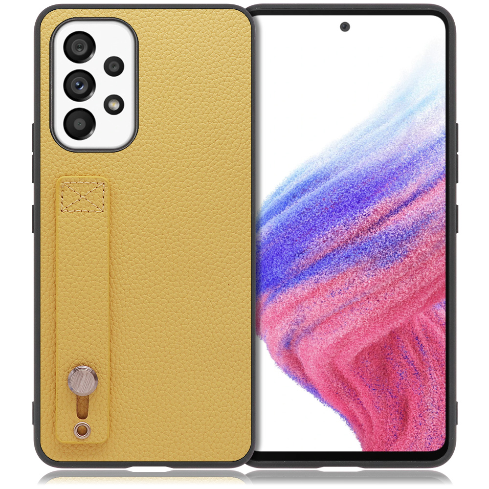 LOOF HOLD-SHELL Series Galaxy A53 5G / SCG15 / SC-53C 用 [ジャスミンイエロー] 薄い 軽量 背面 本革 ケース 固定 ベルト カバー シンプル スマホケース スマホカバー