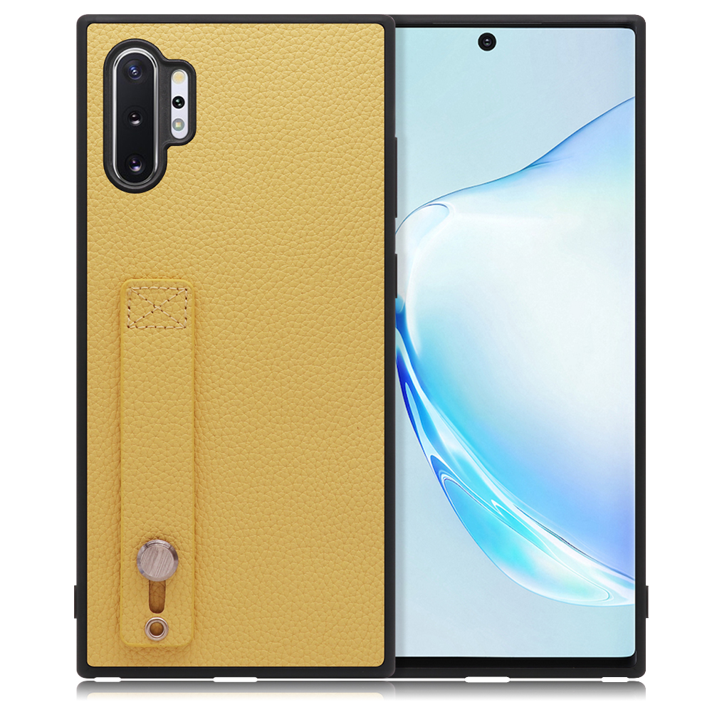 LOOF HOLD-SHELL Galaxy Note10+ / SC-01M / SCV45 用 [ジャスミンイエロー] 薄い 軽量 背面 本革 ケース 固定 ベルト カバー シンプル スマホケース スマホカバー