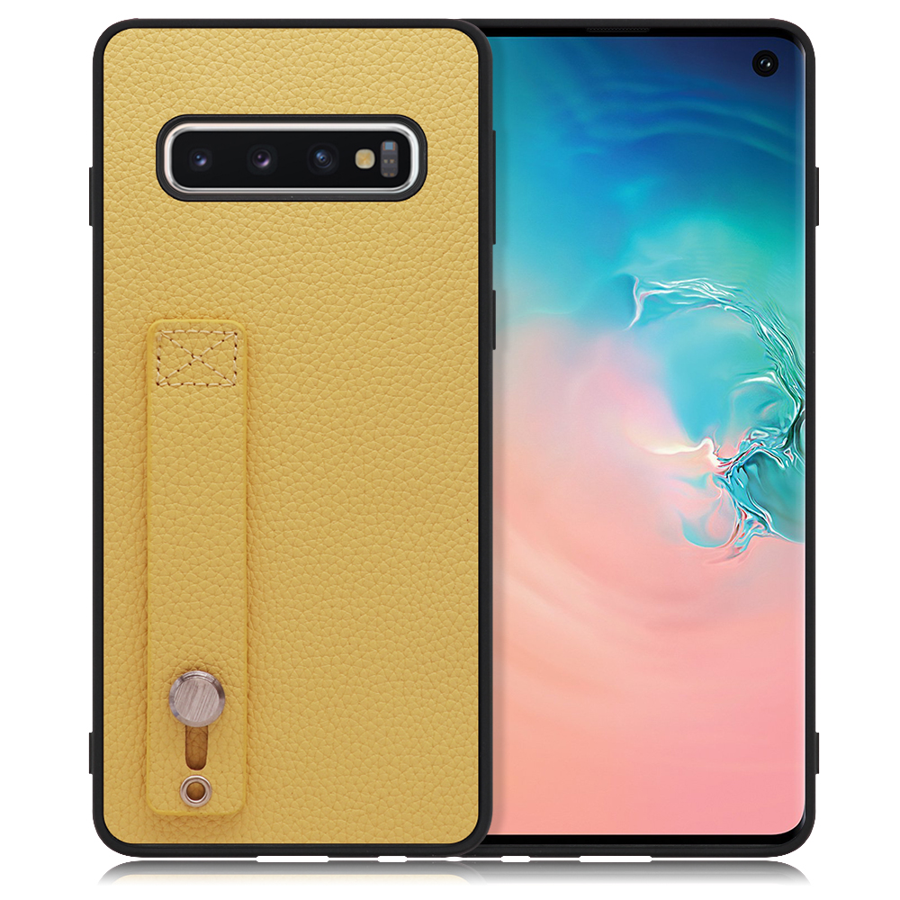 LOOF HOLD-SHELL Series Galaxy S10 / SC-03L / SCV41 用 [ジャスミンイエロー] 薄い 軽量 背面 本革 ケース 固定 ベルト カバー シンプル スマホケース スマホカバー