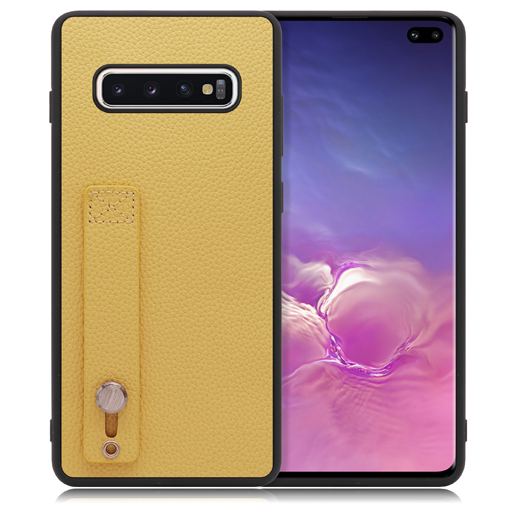 LOOF HOLD-SHELL Series Galaxy S10+ / SC-04L / SCV42 用 [ジャスミンイエロー] 薄い 軽量 背面 本革 ケース 固定 ベルト カバー シンプル スマホケース スマホカバー