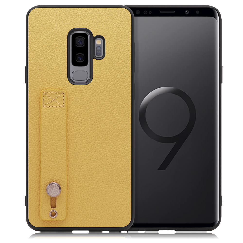LOOF HOLD-SHELL Series Galaxy S9+ / SC-03K / SCV39 用 [ジャスミンイエロー] 薄い 軽量 背面 本革 ケース 固定 ベルト カバー シンプル スマホケース スマホカバー