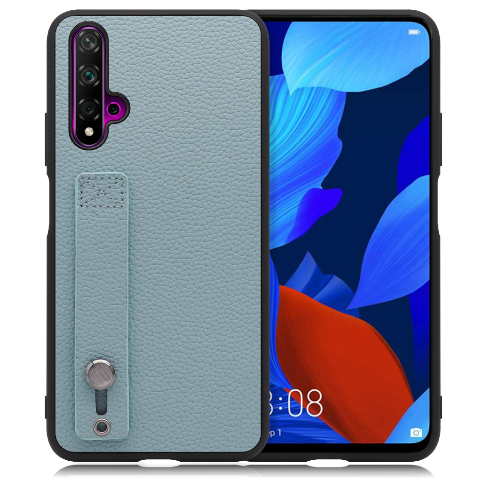 LOOF HOLD-SHELL HUAWEI nova 5T 用 [スカイブルー] 薄い 軽量 背面 本革 ケース 固定 ベルト カバー シンプル スマホケース スマホカバー