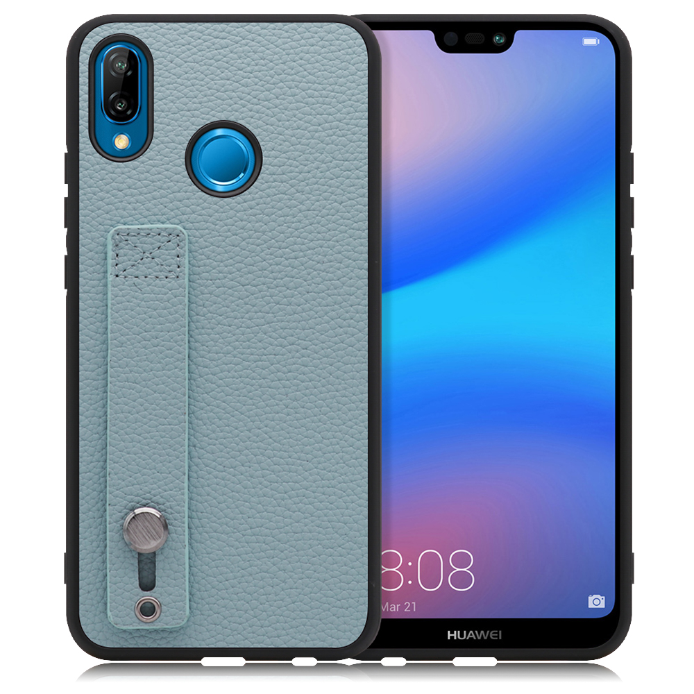 LOOF HOLD-SHELL HUAWEI P20 lite 用 [スカイブルー] 薄い 軽量 背面 本革 ケース 固定 ベルト カバー シンプル スマホケース スマホカバー