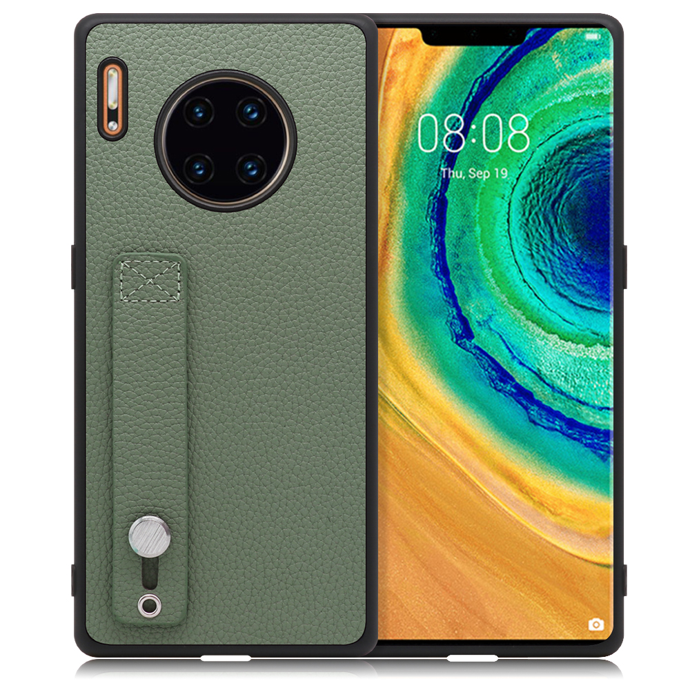LOOF HOLD-SHELL Series HUAWEI Mate 30 Pro 5G 用 [ダルグリーン] 薄い 軽量 背面 本革 ケース 固定 ベルト カバー シンプル スマホケース スマホカバー