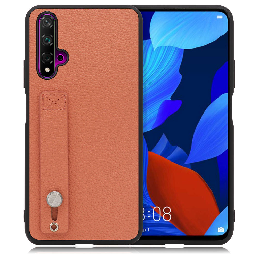LOOF HOLD-SHELL HUAWEI nova 5T 用 [フラミンゴ] 薄い 軽量 背面 本革 ケース 固定 ベルト カバー シンプル スマホケース スマホカバー