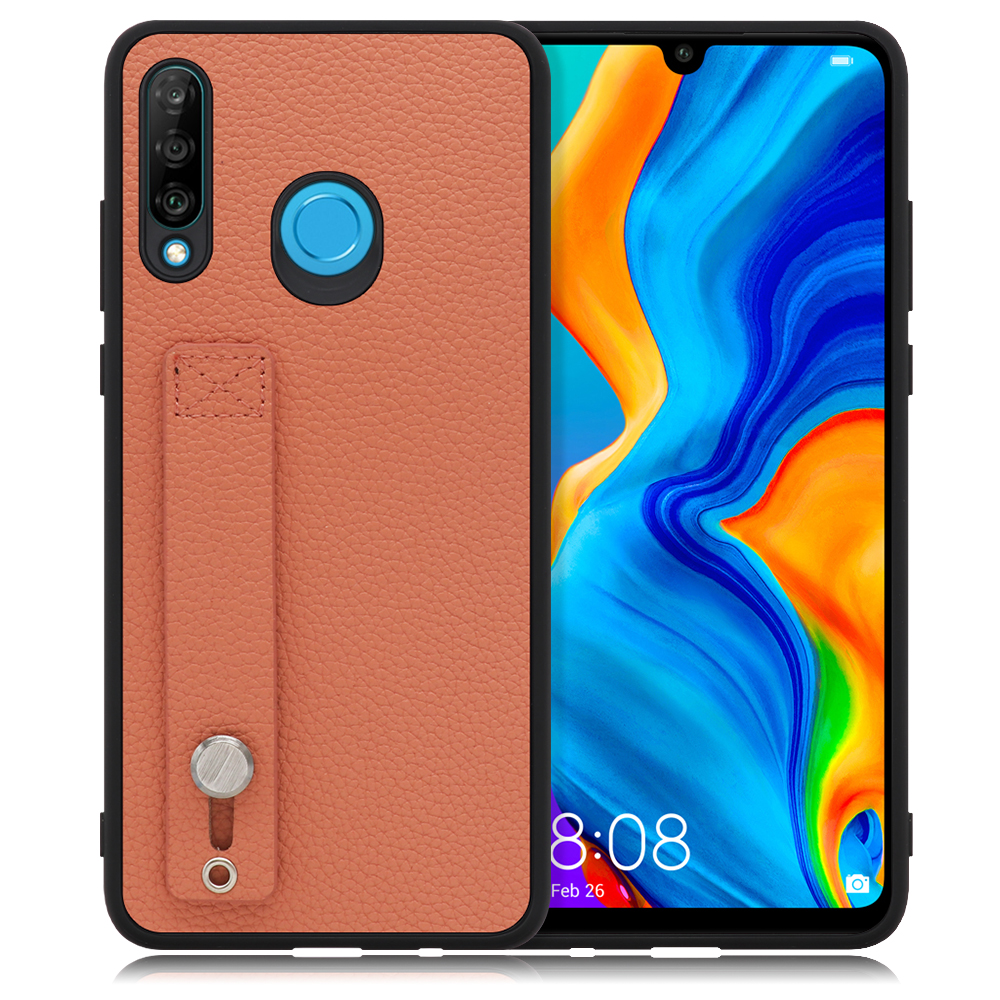 LOOF HOLD-SHELL HUAWEI P30 lite / lite Premium 用 [フラミンゴ] 薄い 軽量 背面 本革 ケース 固定 ベルト カバー シンプル スマホケース スマホカバー