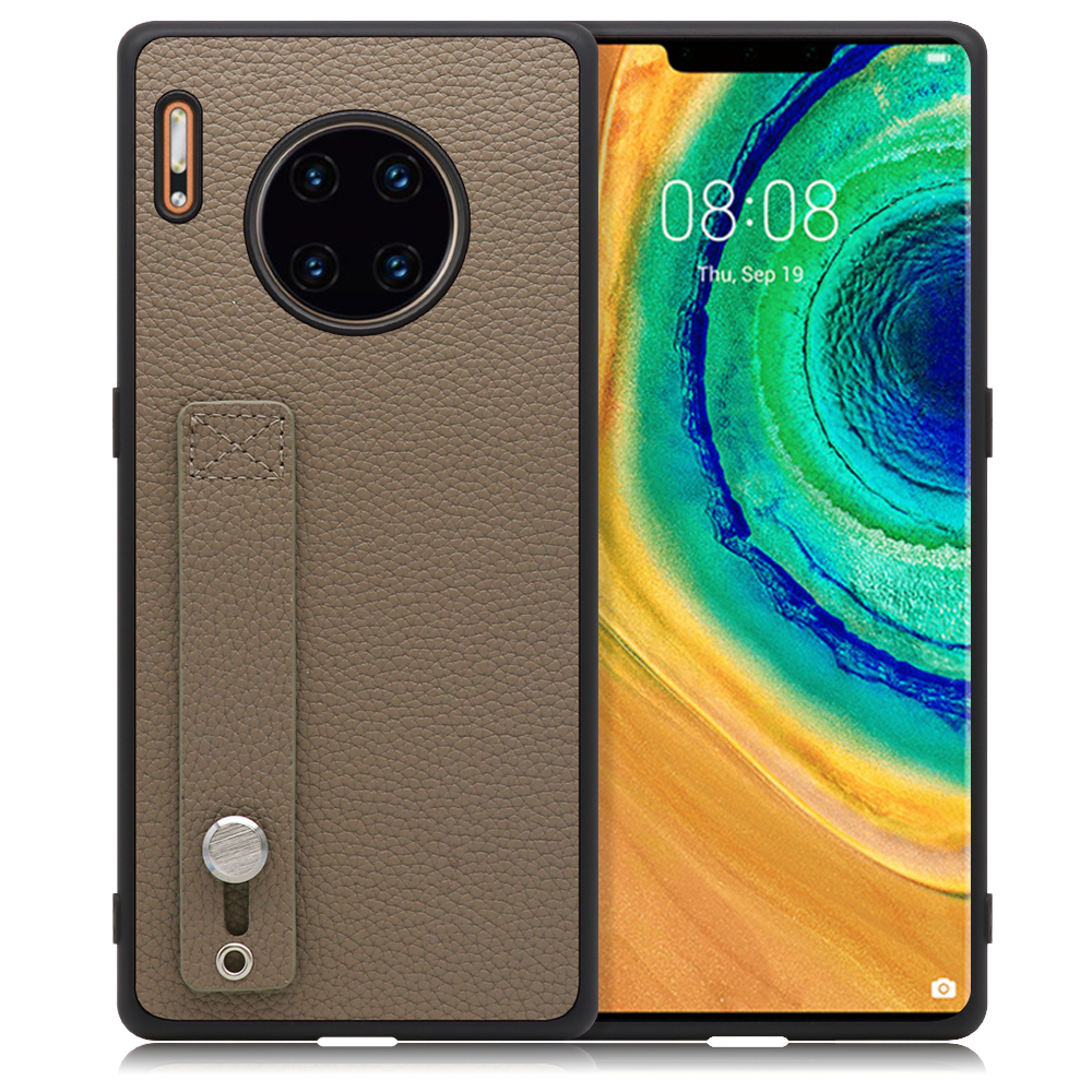 LOOF HOLD-SHELL Series HUAWEI Mate 30 Pro 5G 用 [グレージュ] 薄い 軽量 背面 本革 ケース 固定 ベルト カバー シンプル スマホケース スマホカバー