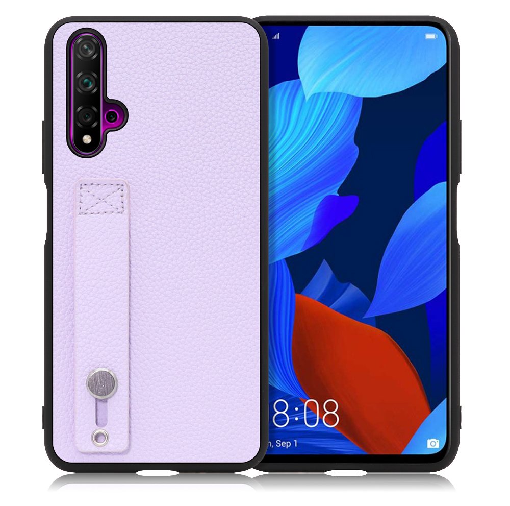 LOOF HOLD-SHELL HUAWEI nova 5T 用 [ラベンダー] 薄い 軽量 背面 本革 ケース 固定 ベルト カバー シンプル スマホケース スマホカバー