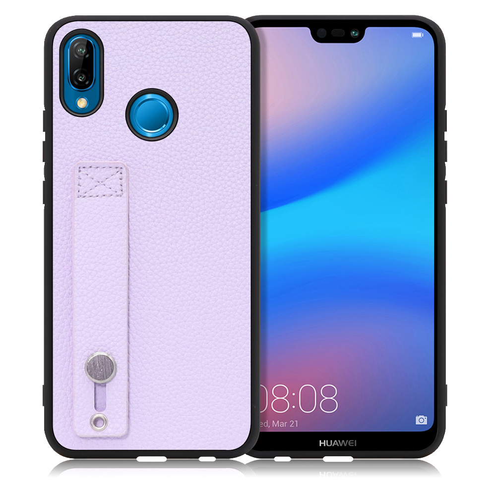 LOOF HOLD-SHELL HUAWEI P20 lite 用 [ラベンダー] 薄い 軽量 背面 本革 ケース 固定 ベルト カバー シンプル スマホケース スマホカバー