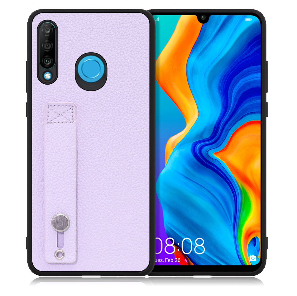 LOOF HOLD-SHELL HUAWEI P30 lite / lite Premium 用 [ラベンダー] 薄い 軽量 背面 本革 ケース 固定 ベルト カバー シンプル スマホケース スマホカバー