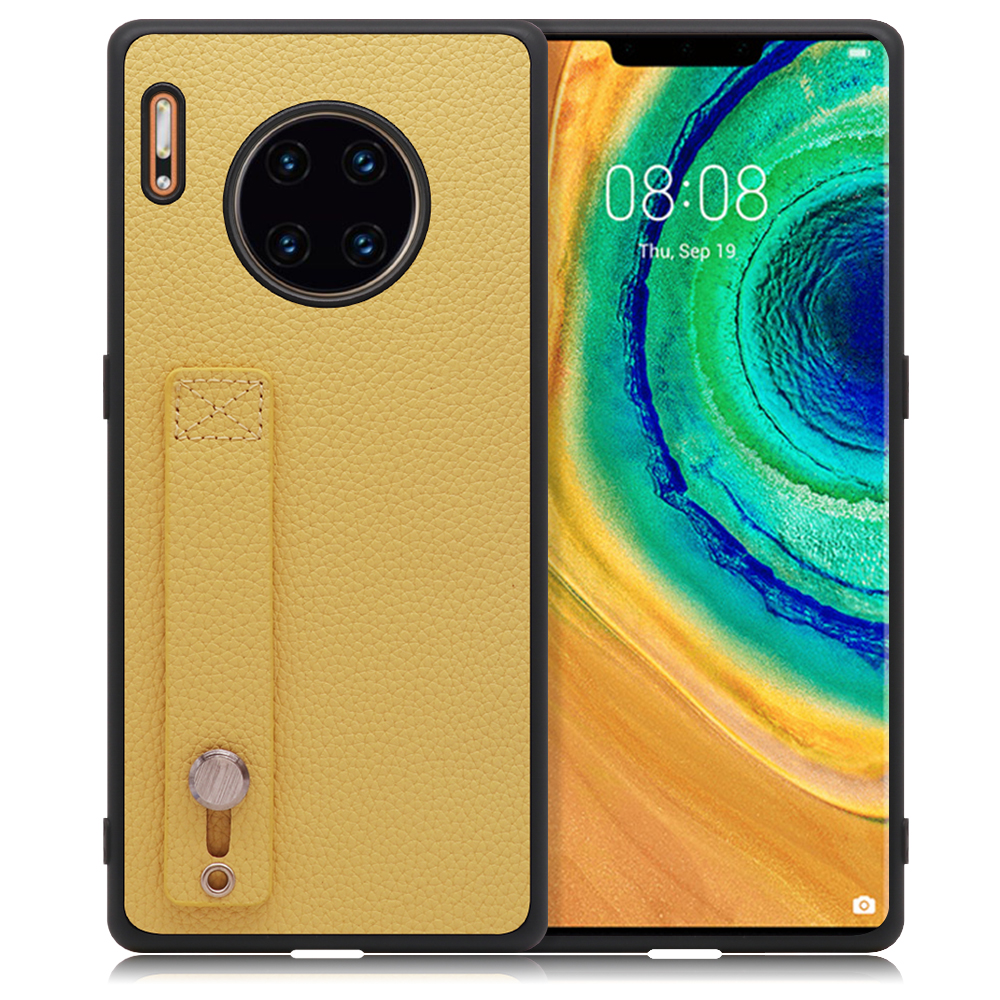 LOOF HOLD-SHELL Series HUAWEI Mate 30 Pro 5G 用 [ジャスミンイエロー] 薄い 軽量 背面 本革 ケース 固定 ベルト カバー シンプル スマホケース スマホカバー