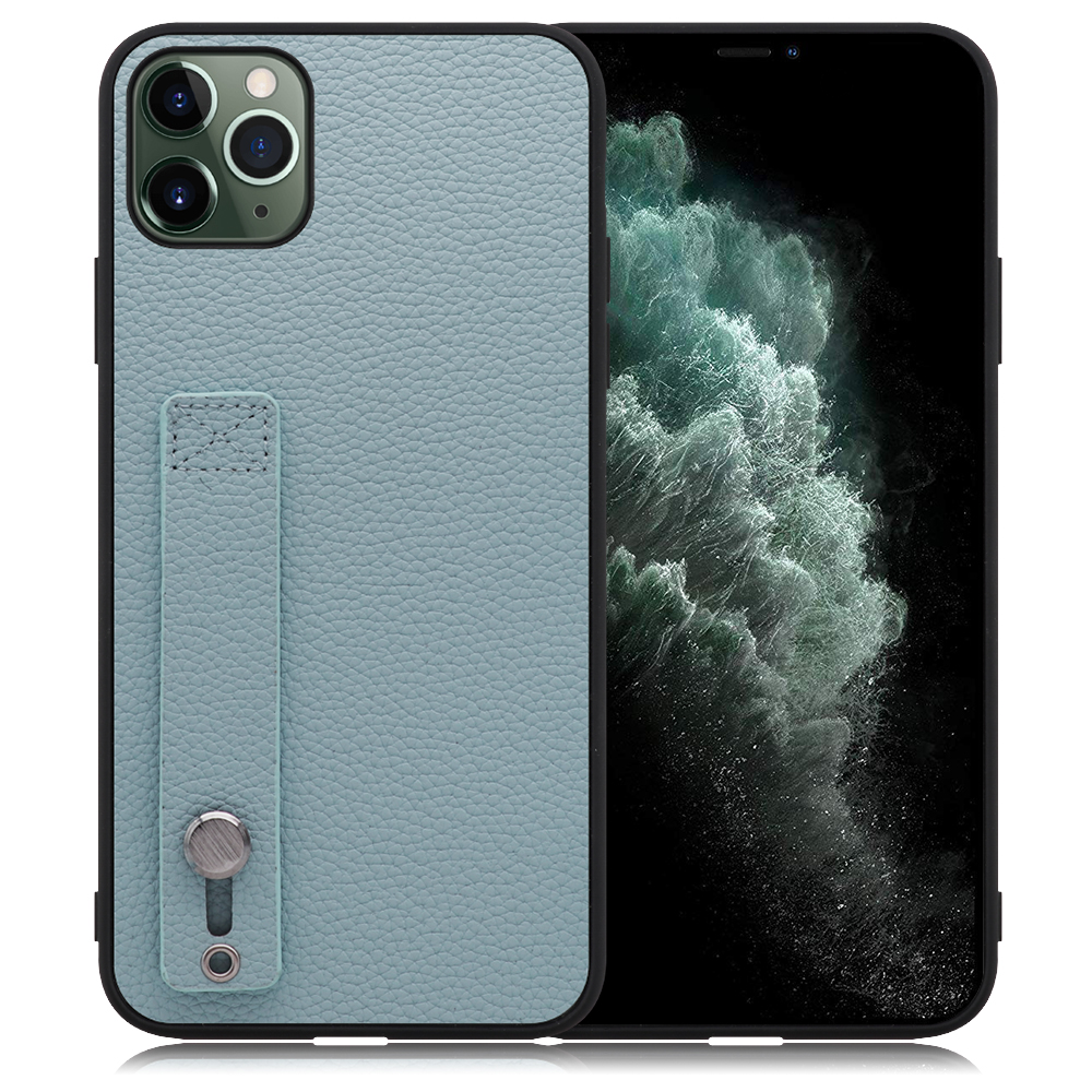 LOOF HOLD-SHELL Series iPhone 11 Pro Max 用 [スカイブルー] 薄い 軽量 背面 本革 ケース 固定 ベルト カバー シンプル スマホケース スマホカバー