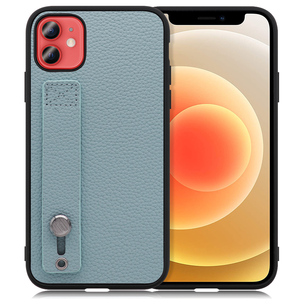 LOOF HOLD-SHELL Series iPhone 12 mini 用 [スカイブルー] 薄い 軽量 背面 本革 ケース 固定 ベルト カバー シンプル スマホケース スマホカバー