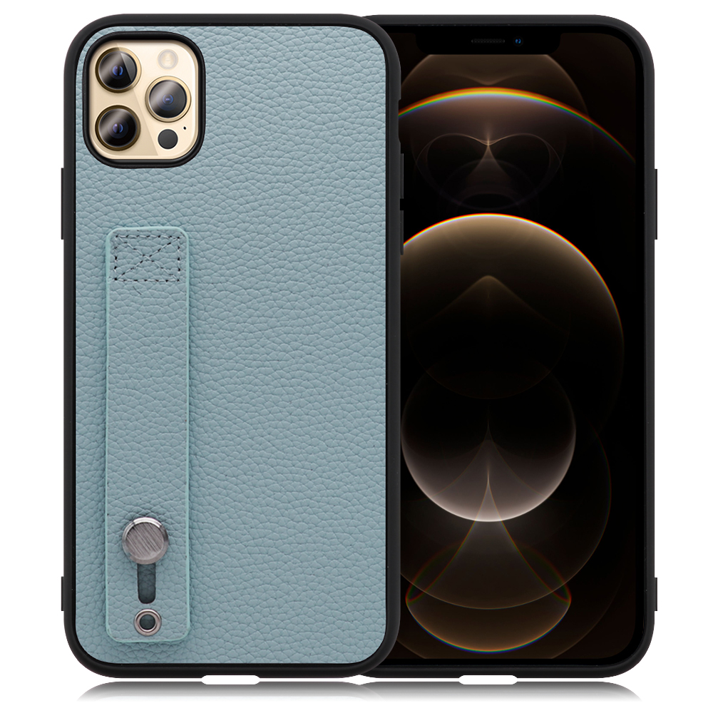LOOF HOLD-SHELL Series iPhone 12 Pro Max 用 [スカイブルー] 薄い 軽量 背面 本革 ケース 固定 ベルト カバー シンプル スマホケース スマホカバー
