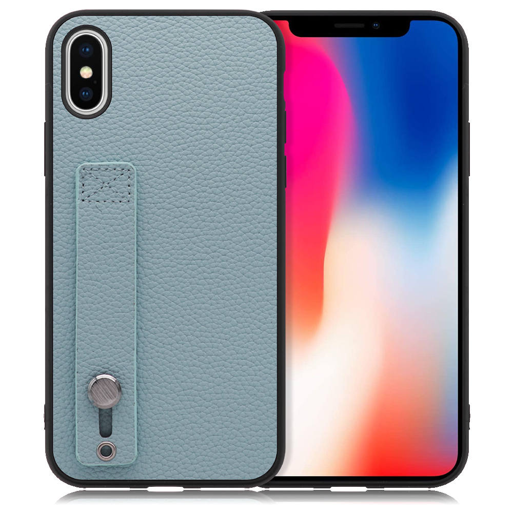 LooCo Official Shop LOOF HOLD-SHELL Series iPhone X XS 用 [スカイブルー] 薄い 軽量  背面 本革 ケース 固定 ベルト カバー シンプル スマホケース スマホカバー