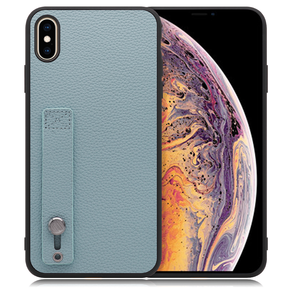 LOOF HOLD-SHELL Series iPhone XS Max 用 [スカイブルー] 薄い 軽量 背面 本革 ケース 固定 ベルト カバー シンプル スマホケース スマホカバー