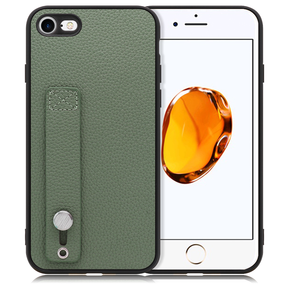 LooCo Official Shop LOOF HOLD-SHELL Series iPhone SE(第2/3世代) 用  [ダルグリーン] 薄い 軽量 背面 本革 ケース 固定 ベルト カバー シンプル スマホケース スマホカバー