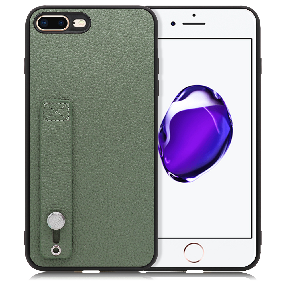 LOOF HOLD-SHELL Series iPhone 7 Plus / 8 Plus 用 [ダルグリーン] 薄い 軽量 背面 本革 ケース 固定 ベルト カバー シンプル スマホケース スマホカバー