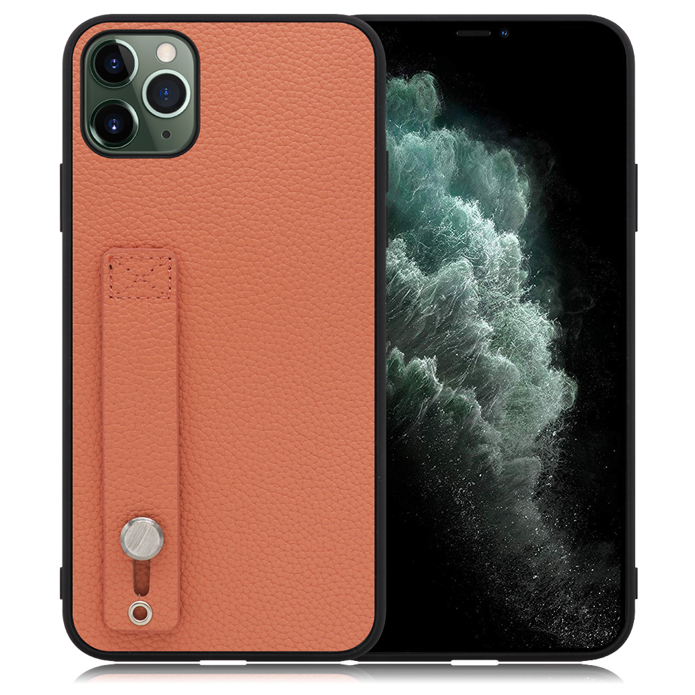 LOOF HOLD-SHELL Series iPhone 11 Pro Max 用 [フラミンゴ] 薄い 軽量 背面 本革 ケース 固定 ベルト カバー シンプル スマホケース スマホカバー