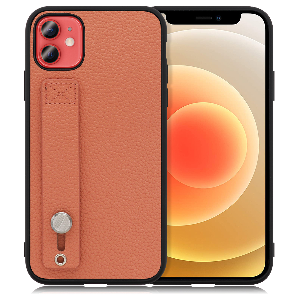 LOOF HOLD-SHELL Series iPhone 12 mini 用 [フラミンゴ] 薄い 軽量 背面 本革 ケース 固定 ベルト カバー シンプル スマホケース スマホカバー