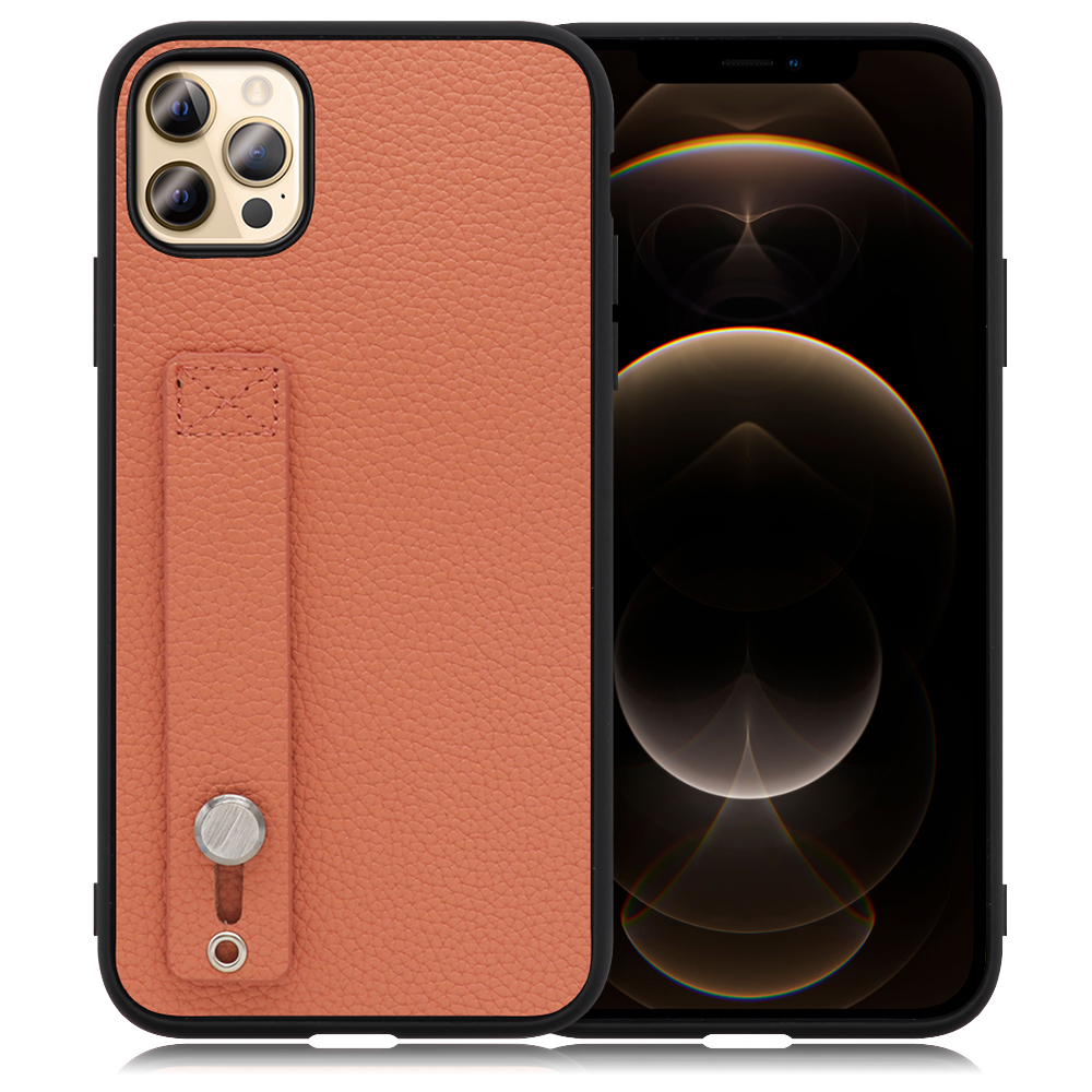 LOOF HOLD-SHELL Series iPhone 12 Pro Max 用 [フラミンゴ] 薄い 軽量 背面 本革 ケース 固定 ベルト カバー シンプル スマホケース スマホカバー