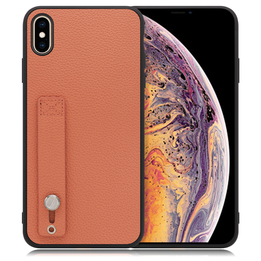 LOOF HOLD-SHELL Series iPhone XS Max 用 [フラミンゴ] 薄い 軽量 背面 本革 ケース 固定 ベルト カバー シンプル スマホケース スマホカバー