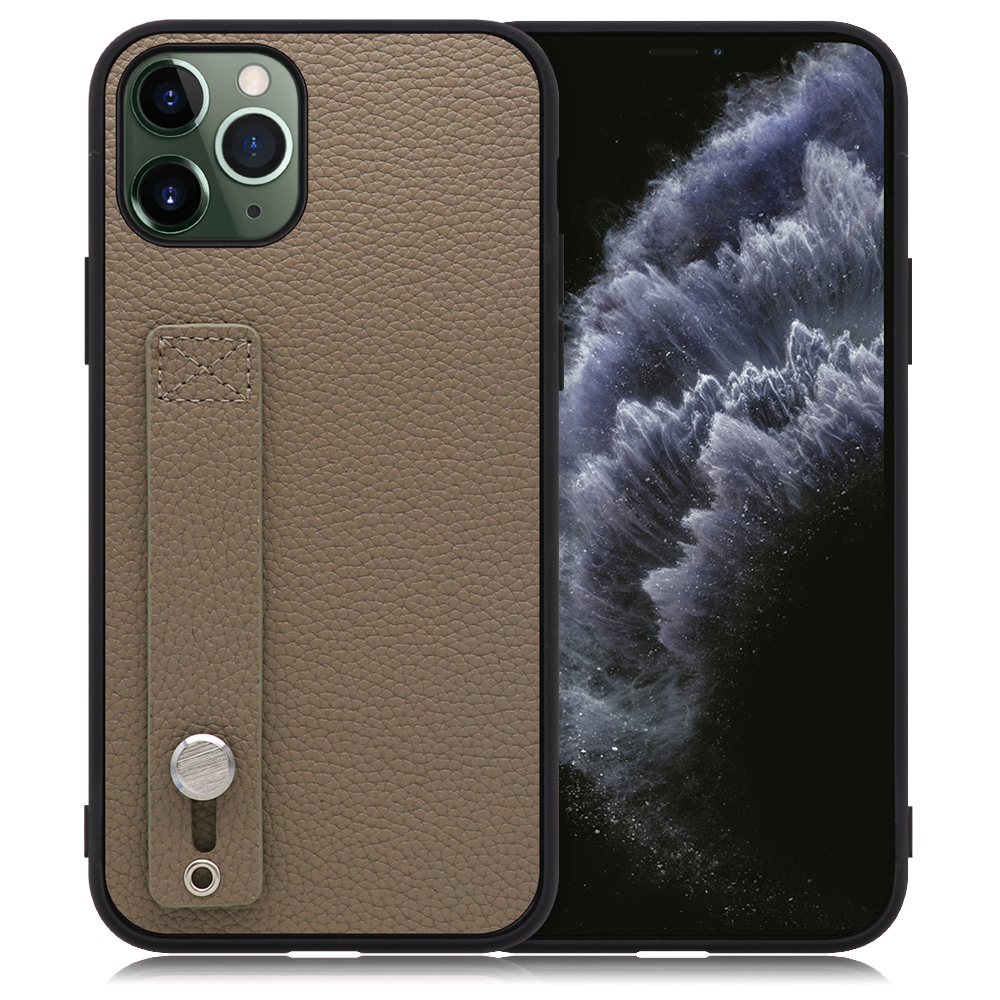 LOOF HOLD-SHELL Series iPhone 11 Pro 用 [グレージュ] 薄い 軽量 背面 本革 ケース 固定 ベルト カバー シンプル スマホケース スマホカバー