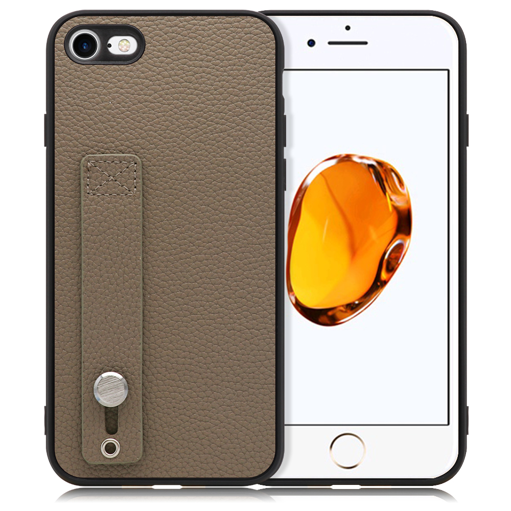 LOOF HOLD-SHELL Series iPhone 7 / 8 / SE(第2/3世代) 用 [グレージュ] 薄い 軽量 背面 本革 ケース 固定 ベルト カバー シンプル スマホケース スマホカバー