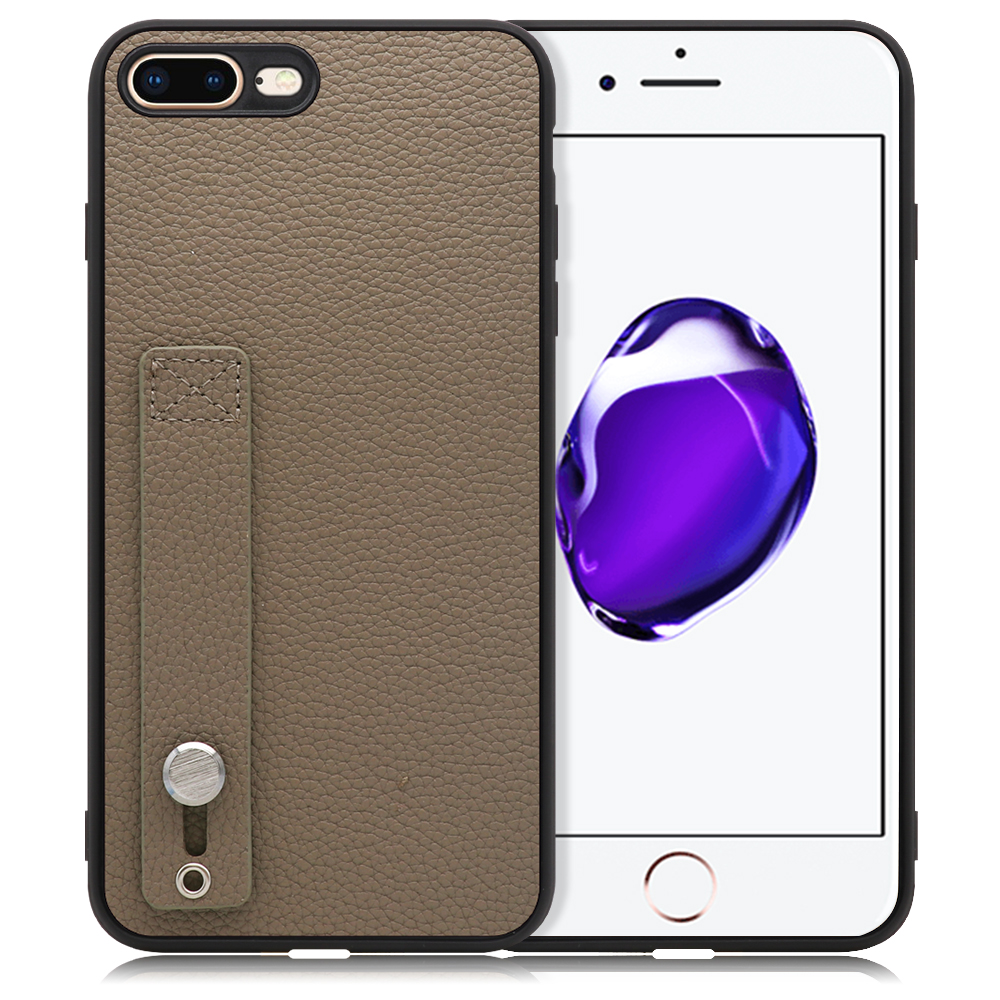 LOOF HOLD-SHELL Series iPhone 7 Plus / 8 Plus 用 [グレージュ] 薄い 軽量 背面 本革 ケース 固定 ベルト カバー シンプル スマホケース スマホカバー