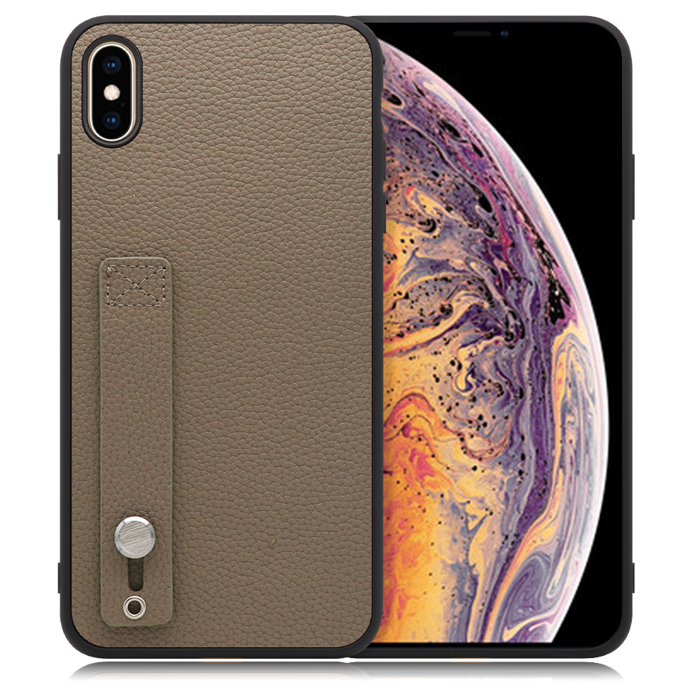 LOOF HOLD-SHELL Series iPhone XS Max 用 [グレージュ] 薄い 軽量 背面 本革 ケース 固定 ベルト カバー シンプル スマホケース スマホカバー