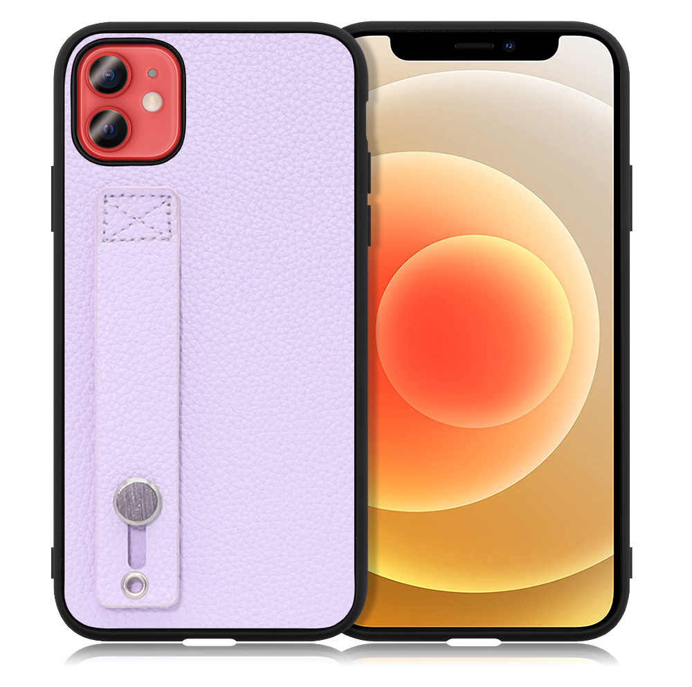 LOOF HOLD-SHELL Series iPhone 12 mini 用 [ラベンダー] 薄い 軽量 背面 本革 ケース 固定 ベルト カバー シンプル スマホケース スマホカバー