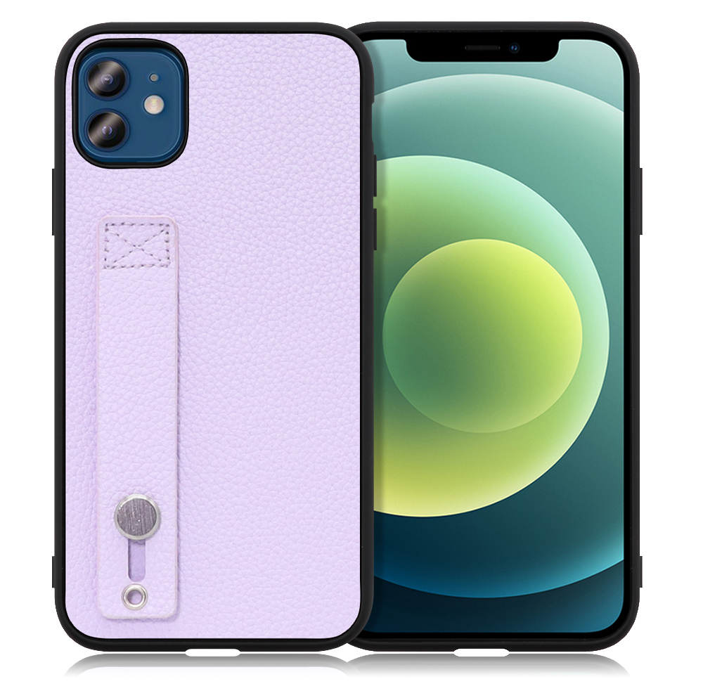 LOOF HOLD-SHELL Series iPhone 12 / 12 Pro 用 [ラベンダー] 薄い 軽量 背面 本革 ケース 固定 ベルト カバー シンプル スマホケース スマホカバー