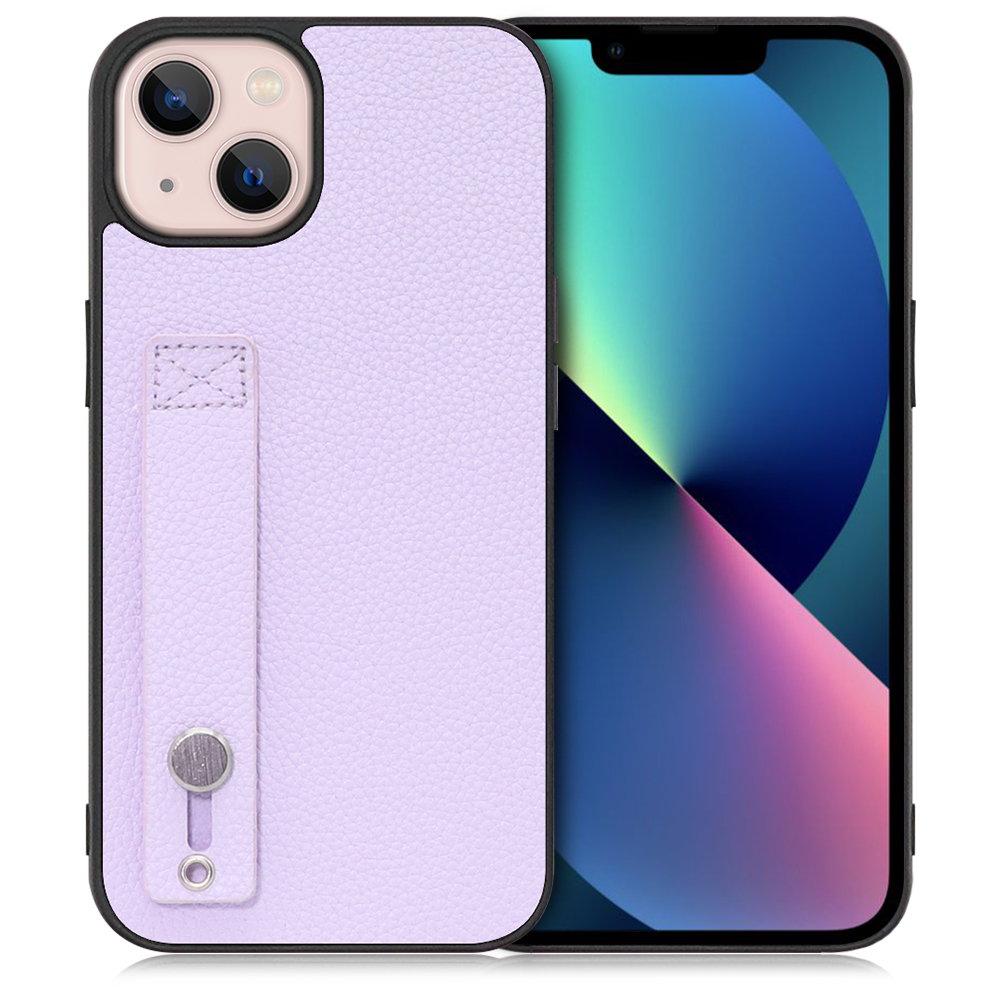 LOOF HOLD-SHELL iPhone 13 用 [ラベンダー] 薄い 軽量 背面 本革 ケース 固定 ベルト カバー シンプル スマホケース スマホカバー