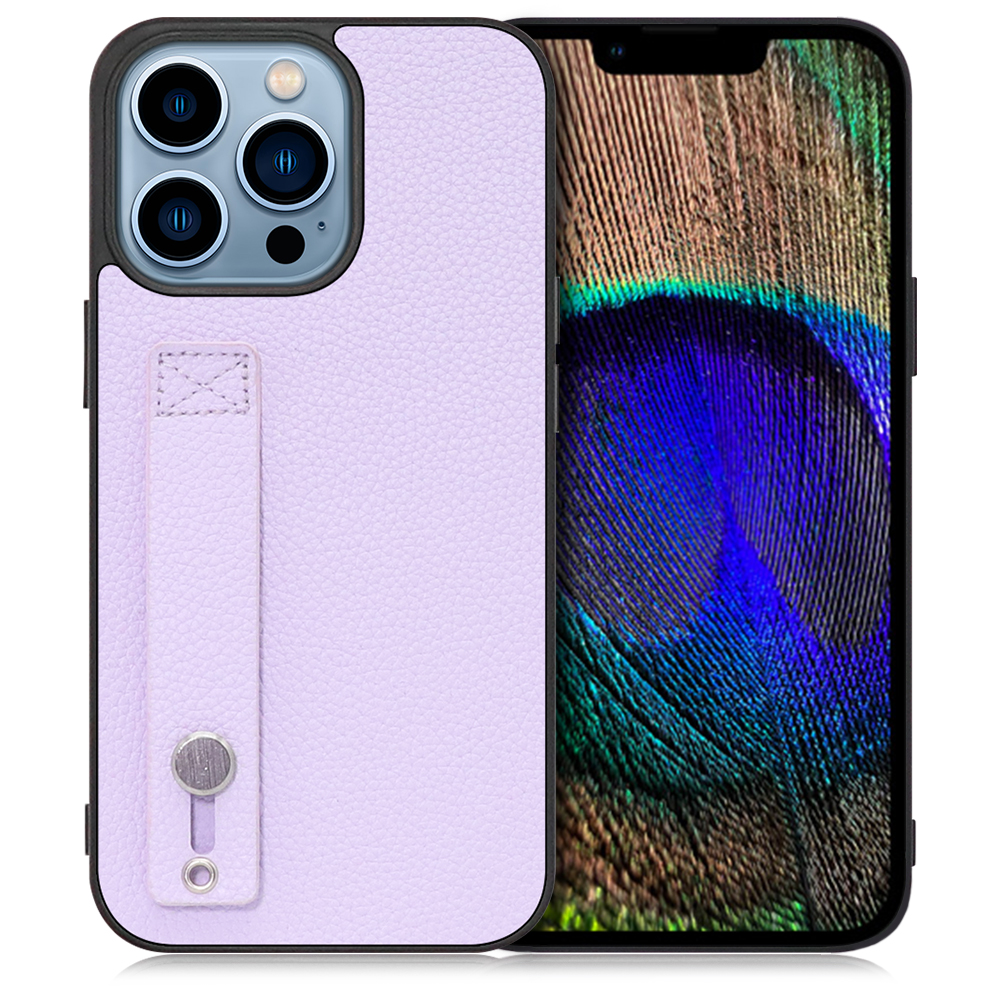 LOOF HOLD-SHELL iPhone 13 Pro 用 [ラベンダー] 薄い 軽量 背面 本革 ケース 固定 ベルト カバー シンプル スマホケース スマホカバー
