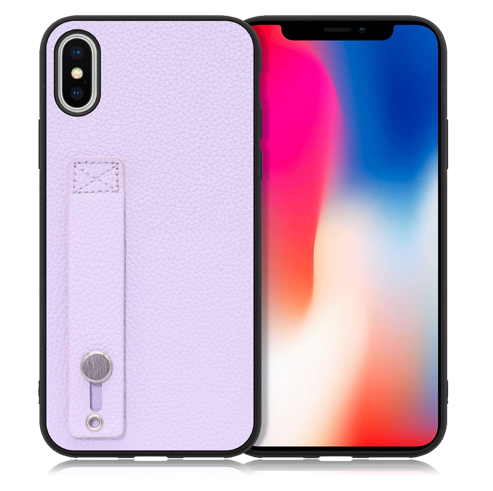 LOOF HOLD-SHELL Series iPhone X / XS 用 [ラベンダー] 薄い 軽量 背面 本革 ケース 固定 ベルト カバー シンプル スマホケース スマホカバー