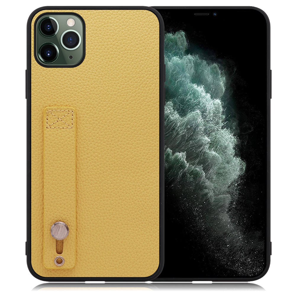 LOOF HOLD-SHELL Series iPhone 11 Pro Max 用 [ジャスミンイエロー] 薄い 軽量 背面 本革 ケース 固定 ベルト カバー シンプル スマホケース スマホカバー