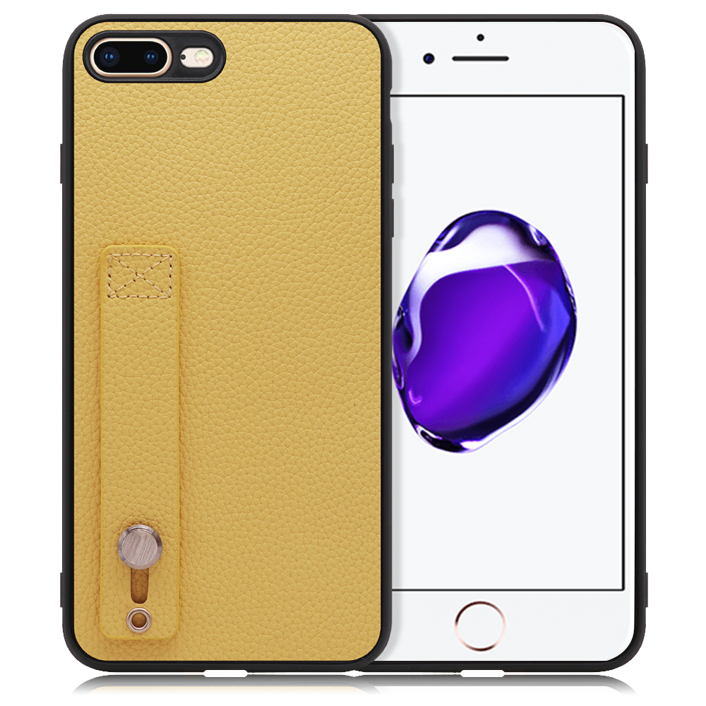 LOOF HOLD-SHELL Series iPhone 7 Plus / 8 Plus 用 [ジャスミンイエロー] 薄い 軽量 背面 本革 ケース 固定 ベルト カバー シンプル スマホケース スマホカバー