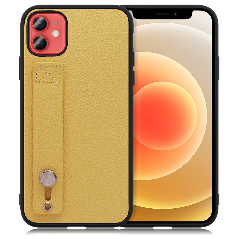 LOOF HOLD-SHELL Series iPhone 12 mini 用 [ジャスミンイエロー] 薄い 軽量 背面 本革 ケース 固定 ベルト カバー シンプル スマホケース スマホカバー