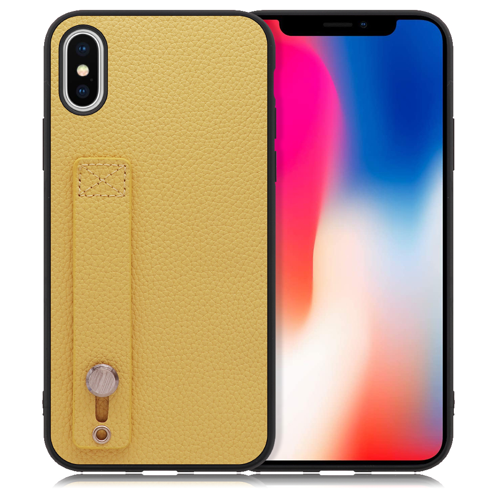 LOOF HOLD-SHELL Series iPhone X / XS 用 [ジャスミンイエロー] 薄い 軽量 背面 本革 ケース 固定 ベルト カバー シンプル スマホケース スマホカバー