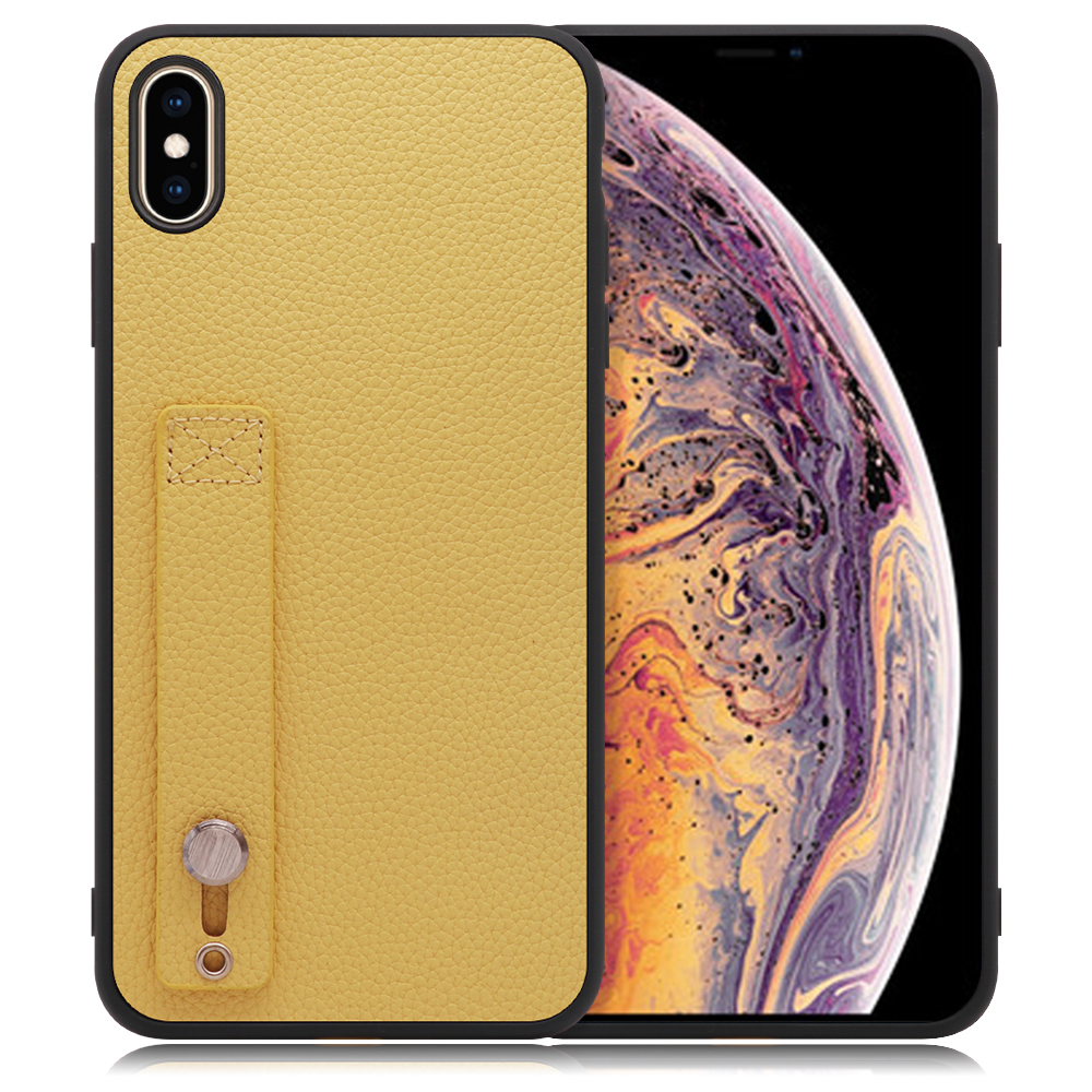 LOOF HOLD-SHELL Series iPhone XS Max 用 [ジャスミンイエロー] 薄い 軽量 背面 本革 ケース 固定 ベルト カバー シンプル スマホケース スマホカバー