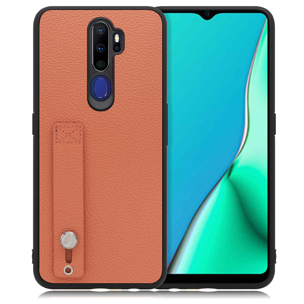 LOOF HOLD-SHELL Series OPPO A5 2020 用 [フラミンゴ] 薄い 軽量 背面 本革 ケース 固定 ベルト カバー シンプル スマホケース スマホカバー