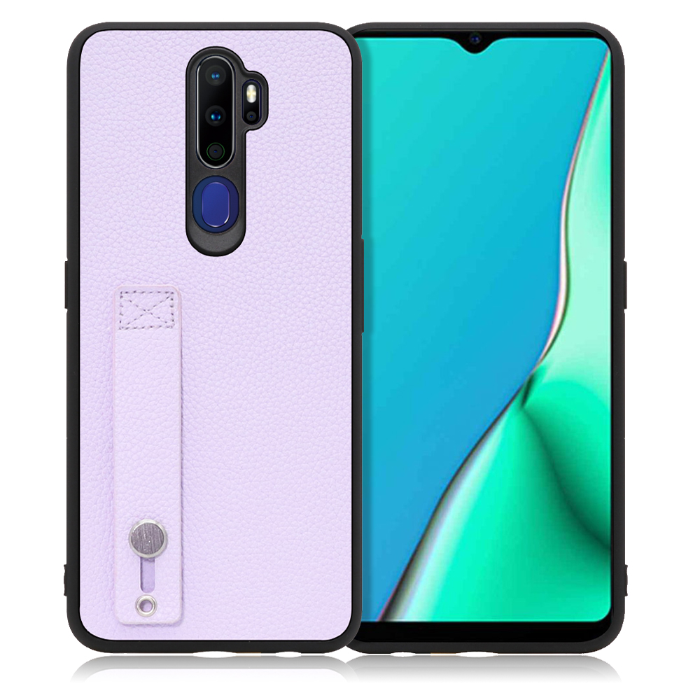 LOOF HOLD-SHELL Series OPPO A5 2020 用 [ラベンダー] 薄い 軽量 背面 本革 ケース 固定 ベルト カバー シンプル スマホケース スマホカバー