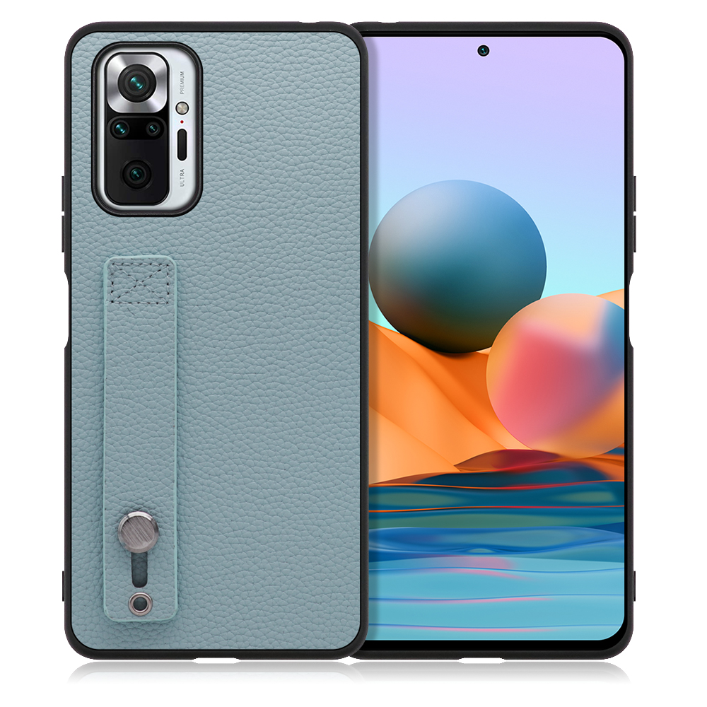LOOF HOLD-SHELL Series Xiaomi Redmi Note 10 Pro 用 [スカイブルー] 薄い 軽量 背面 本革 ケース 固定 ベルト カバー シンプル スマホケース スマホカバー